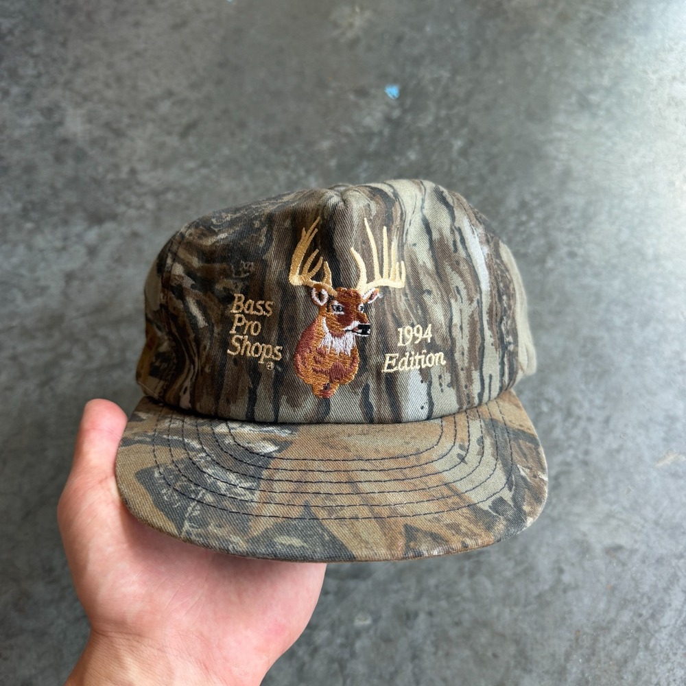 Vintage 1994 Bass Pro Shops Realtree Advantage Camo Deer Hat Strapback 90s Vtg